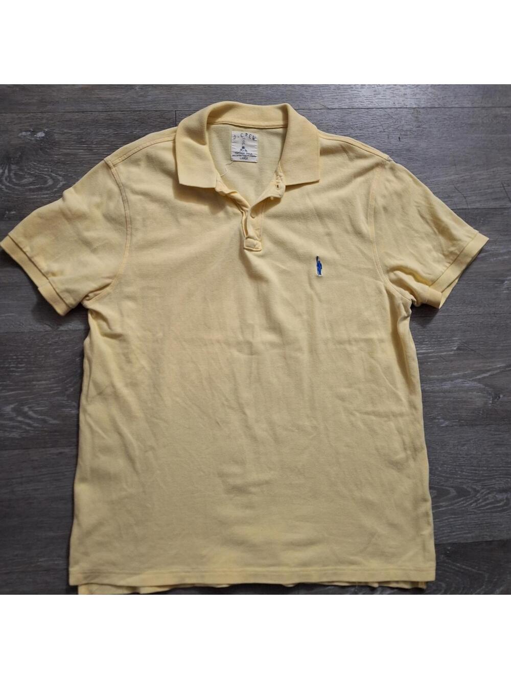 J. Crew Men's Pale Yellow Polo with Embroidered Logo Cotton Polo, Preppy Spring